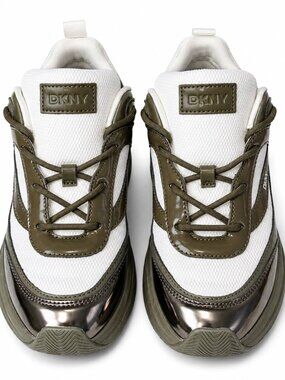 DKNY Juna 3 Lace Up Low Top Sneakers - 8M Women's Shoes - Forrest Green Colorway